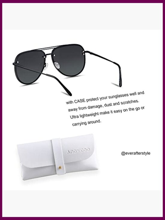 Oversized Aviator Sunglasses Rimless Metal Frame UV400 Protection